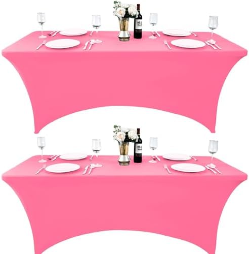 2-Pack 4ft Spandex Table Covers for Rectangular Folding Tables - Wrinkle Resistant Stretch Tight Table Cloths - Ultimate Fitted Table Protector for Parties, Banquet, and Wedding by Unknown