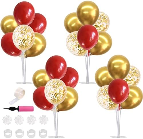 TONIFUL 4 Set Red Gold Balloon Stand Balloon Centerpieces for Table Decor by TONIFUL