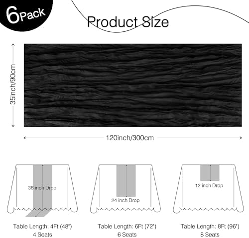 6 Pack Halloween Black Cheesecloth Table Runner Boho Gauze Home Decor - Image 2