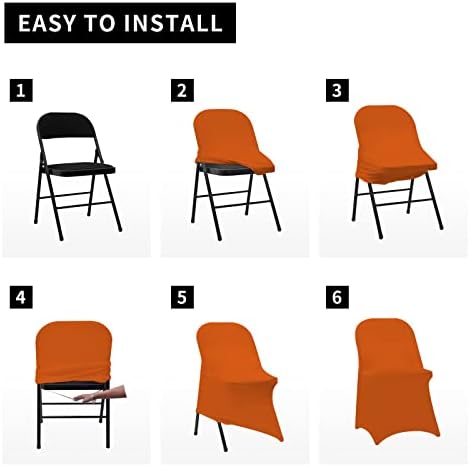 HAINARverS Folding Chair Covers for Wedding, 10pcs Orange - Image 6