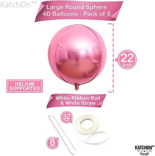 KatchOn Pink Balloons - 22 Inch, Pack of 6, Pink Mylar Balloons - Image 2