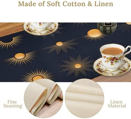 Golden Sun Table Runner Magical Boho Sunburst Light Rays Magic Antique Boho Style Dinner Runner for Farmhouse Party Holiday Home Kitchen Dining Table Decoration 13"x70" - Image 5