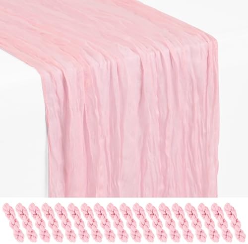 18 Pack Light Pink Cheesecloth Table Runner 17x108 Inches Boho Home Decor by Showgeous