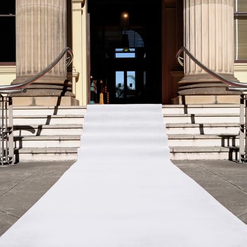 White Carpet Runner for Party, Premium 160 GSM Felt Non-Woven Fabric Runway Rug for Party Wedding & Special Events,Rolled Package Without Creases (White, 3X15 ft) - Image 6