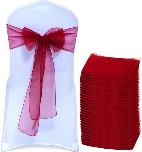 MDS Pack of 250 Organza Chair Sashes for Wedding & Event Décor – Maroon by MDS