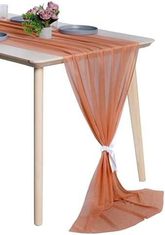 Pack of 15 Chiffon Table Runners 29 x 120 Inch, 10FT Long - Coral Peach by MDS