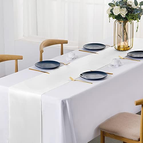 SiinvdaBZX 12 Pcs White Satin Table Runner 12 x 108 inches Long - Image 2