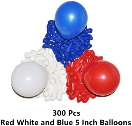 300 Pack Red White and Blue Balloons - 5 Inch Mini Red White Blue Latex Small Balloons - 100 of Each Colors for Party Balloons Arch Wreath Assorted Colors Decorations - Image 2
