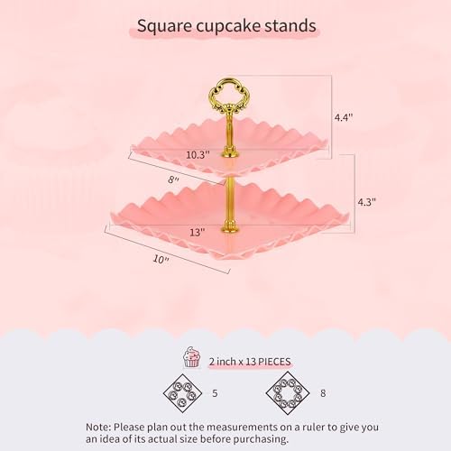Pack of 11 NWK Cake Stand Set of Cupcake Stand, Tray & Table Cloth (Pink) - Image 4