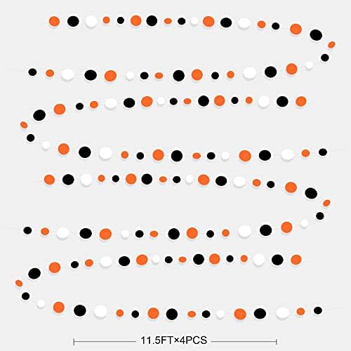 46Ft Orange Black Circle Dot Garland Black Orange and White Polka Dot Hanging Paper Streamer for Birthday Wedding Bridal Shower Fall Autumn Halloween Thanksgiving Party Decorations Supplies - Image 2