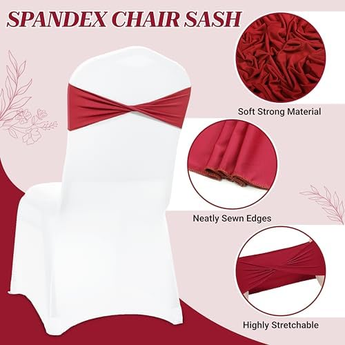 MDS Pack of 250 Spandex Chair Sashes Without Slider Buckles – Apple Red - Image 3