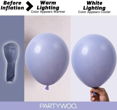 PartyWoo Dusty Blue Balloons 140pcs Boho Dusty Purple Muted Lavender Color - Image 3