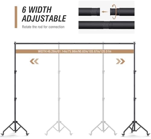 Backdrop Stand with Wheels 10x7.5Ft (WxH), Photo Backdrop Stand Easy to Move,Heavy Duty Back Drop Adjustable Stand for Parties,Banner Stand Photography and Video Studios - Image 5