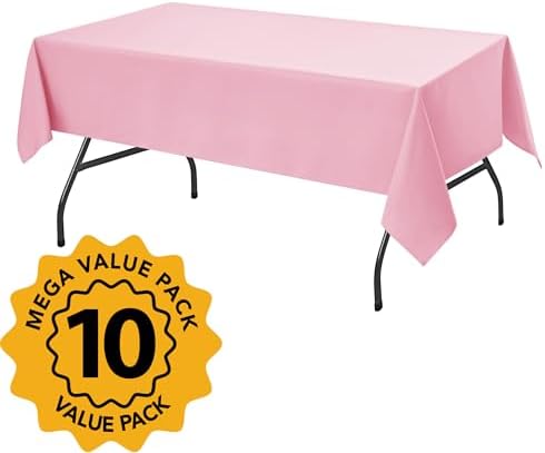 10-Pack Pink Tablecloths for Rectangle Tables, 60 x 102 Inches - Image 2