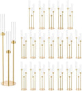 Gold 3Arm Candelabra with Acrylic Lampshade for Wedding Table Centerpiece by Vincidern