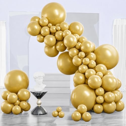 PartyWoo Metallic Gold Balloons 140pcs Different Sizes of 18 12 10 5 Inch by PartyWoo