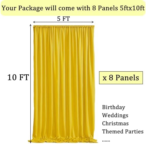 40ftx10ft Wrinkle Free Yellow Backdrop Curtains for Parties, Thick Fabric Lemon Photo Backdrop Drapes 8 Panels 5x10ft for Weddings Birthday Photography Background Curtains - Image 6