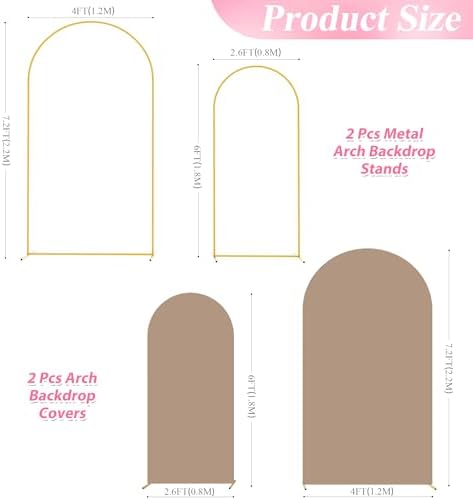 Wokceer Arch Backdrop Stand and Cover Set of 2, 7.2FT,6FT Arch with Cover - Image 2