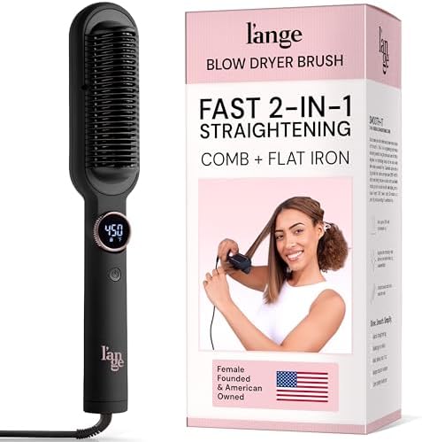 L'ANGE HAIR Smooth It 2-in-1 Hair Straightener Brush, Black by LANGEHAIR