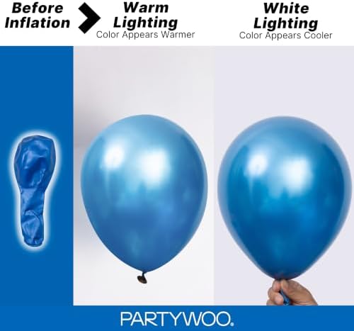 PartyWoo Metallic Blue Balloons 50pcs Chrome Blue Color 12 Inch - Image 3