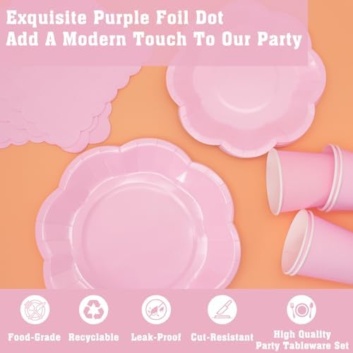 350PCS Light Pink Paper Plates and Napkins Set with Utensils Serve 50 Guests,Pink Party Decorations for Baby Shower Graduation Valentines Day Party Supplies - Image 4