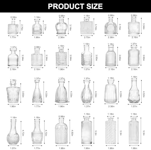 CUCUMI 24pcs Bud Vases for Centerpieces, Clear Glass Vase Decorations - Image 3