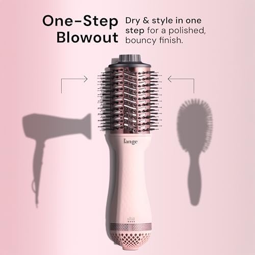 L'ANGE HAIR Le Volume 2-in-1 Titanium Blow Dryer Brush | Frizz Control Blowout Hair Dryer Brush for Drying and Styling | Volumizing Hot Air Styler for All Hairstyles | Oval Barrel | Blush - 75mm - Image 2