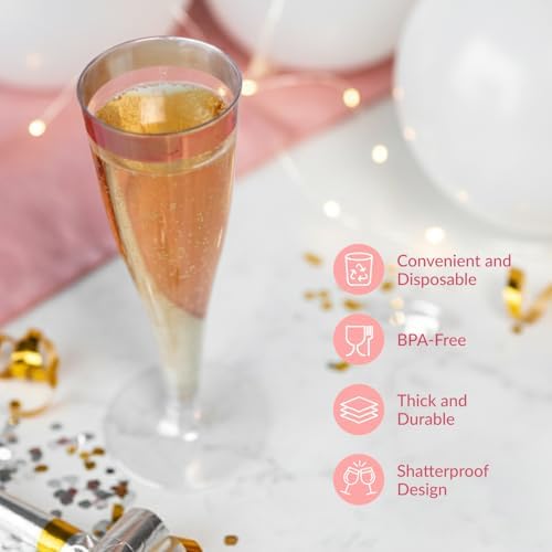 Prestee Disposable Champagne Flutes, 4.5 oz Plastic Champagne Glasses - Image 5