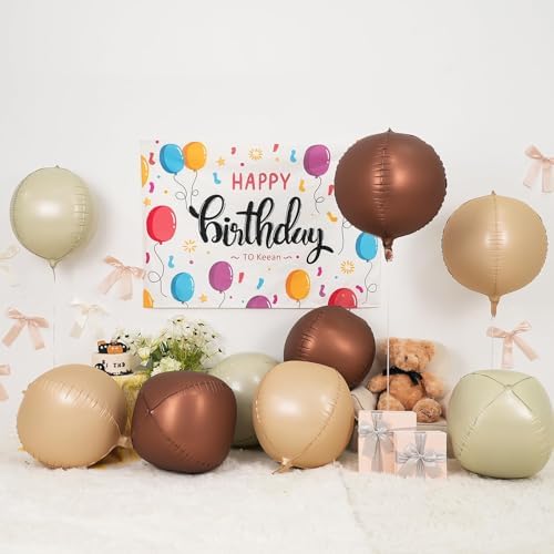 Nude Cream Beige Round Foil Balloons Boho Birthday Decor 22 Inch 6 Pcs - Image 3