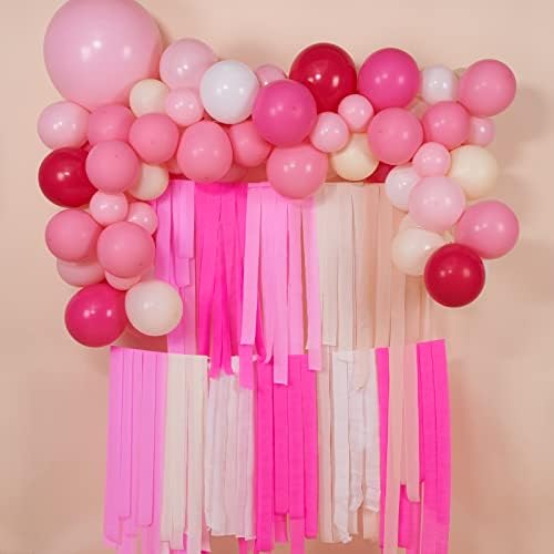 PartyWoo Pink Peach Light Hot Dark White Crepe Paper Streamers 6pcs 492 FT - Image 2