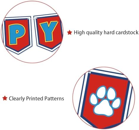 Cartoon Dog Paw Happy Birthday Banner- Cute Birthday Decorations for Boys, Cartoon Themed Happy Birthday Sign for Boys 1st 2nd 3rd Party Baby Shower - Image 5