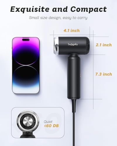 Dual Voltage Travel Hair Dryer, Mini High-Speed Blow Dryer for Fast Drying, Ionic Hairdryer with Diffuser Gift Women, Lightweight Compact Portable,Quiet,European International 100-240V,Black - Image 4