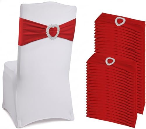 150 Pieces Chair Sashes & Bows - Stretch Spandex Chair Cover Band with Buckle for Wedding, Hotel Banquet, Birthday Party & Home Bulk Decorations (Red) by Unknown