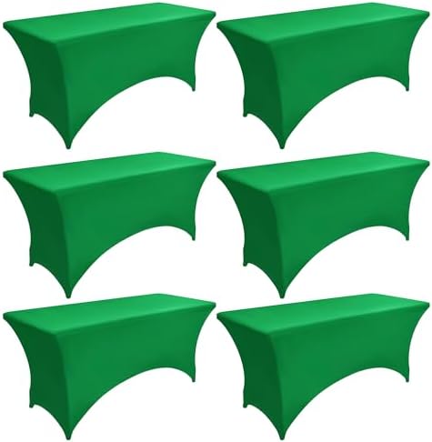 6-Pack 6ft Spandex Table Covers for Rectangle Standard Folding Tables - Wrinkle Resistant Stretch Tablecloths - Ultimate Fitted Table Protector for Parties, Trade Shows, Wedding by Unknown