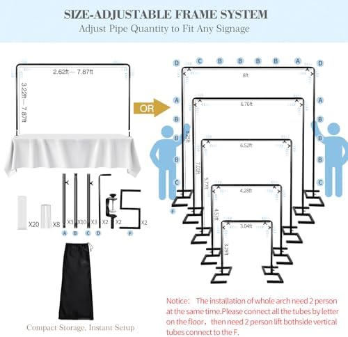 8.2FT Balloon Arch Stand, 8.2FT Square Heavy Duty Backdrop Adjustable Frame - Image 4