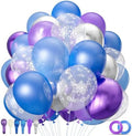 68Pcs Purple and Blue Party Balloons Kit 12 Inch Pearl Light Blue Metallic Purple Silver Snowflake Balloons with Ribbons for Winter Theme Birthday Wedding Girls Party Decorations. by KUULBELAballoons