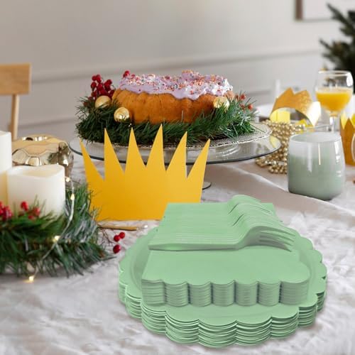 Sage Green Paper Plates and Napkins Party Supplies - Image 4