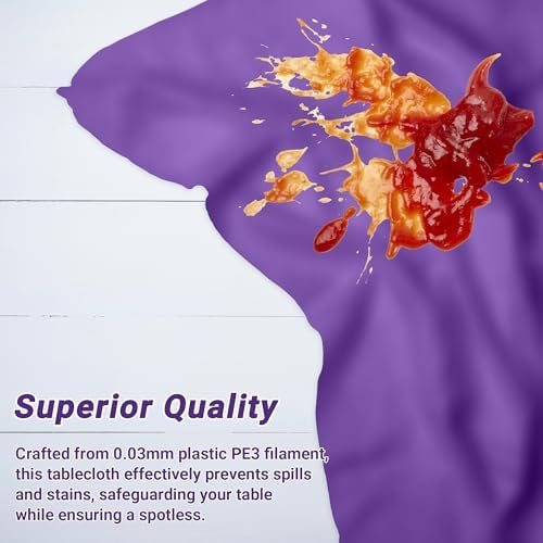 QZYL 4 PCS Plastic Table Cloth, 54" x 108" Purple Picnic Table Cover, for 6 to 8 Foot Tables, Rectangle Tablecloth for Birthday, BBQ, Wedding and Party Decorations, Indoor Outdoor Home Essentials - Image 4