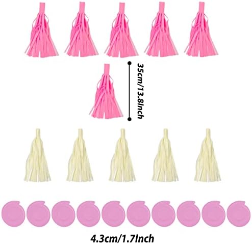 ZERODECO Party Decorations, 41 Pcs Pink Papar Fans Pompoms Garlands String Tissue Paper Tassel for Fiesta Home Bridal Baby Shower Wedding Boy Girl Birthday Party - Image 6