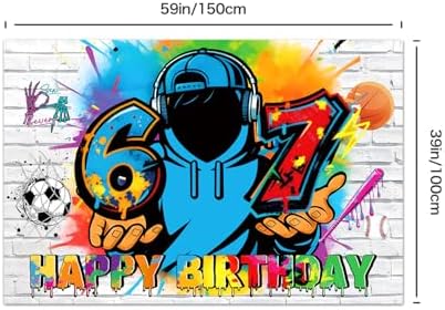 Birthday Decorations for Boys, Hip Hop Graffiti Street Theme Party Supplies with Happy Birthday Banner, Cake & Cupcake Toppers, Balloons, 59" x 39" Backdrop, Ideal for Teens Kids Photo Booth Props - Image 7
