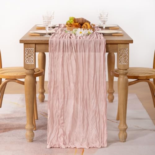 Pink Cheesecloth Table Runner Fall Wedding Bridal Party Decor 10ft, 6 Pack - Image 3