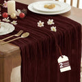 2 Pack Fall Table Runner Burgundy Red Cheesecloth for Home Christmas Party by IVAPUPU
