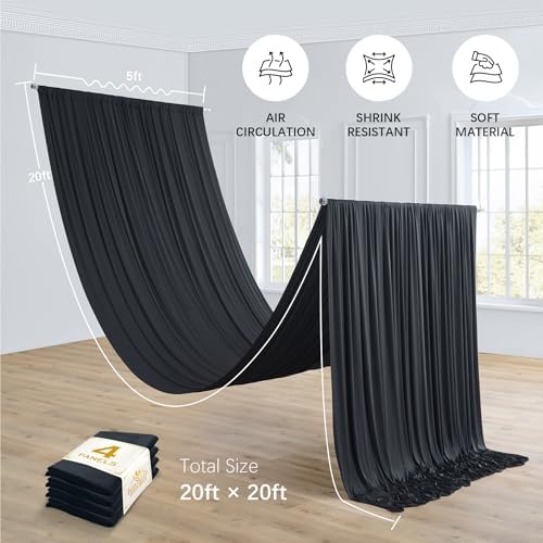 4 Panels 5ft(W) x 20ft(L) Black Ceiling Drapes for Halloween Parties - Image 3