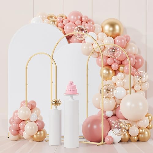Toolterritary Set of 3 Metal Arch Backdrop Stand with Cover Set, (7.2FT, 6.6FT, 6FT Wedding Arch and Cover Set), Backdrop Arch for Party, Baby Shower, Birthday, and Graduation Ceremony - Image 6