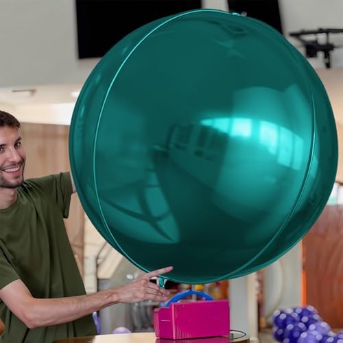 50 Inch Metallic Dark Green Round Foil Balloons 3pcs Large 4D Ball Balloons - Image 2