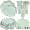 350 Pcs Sage Green Paper Plates and Napkins Set, Tableware Set for 50 Guest by Unknown