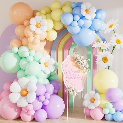 Daisy Balloon Arch Garland Kit, 131 Pcs Pastel Balloon Arch by Haolongfa