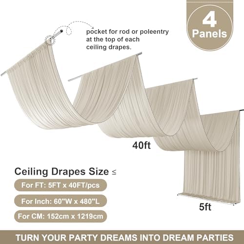 20ftx40ft Beige Ceiling Curtain for Wedding Parties - Image 6