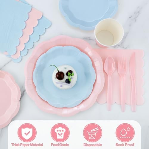 350 Pcs Baby Gender Reveal Party Supplies Include Blue and Pink Tableware - Image 3