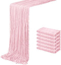 6 Pack Light Pink Cheesecloth Table Runner 20 x 120 inch Gauze Table Runners 10 FT Long,Semi Sheer Boho Cheese Cloth Fabric Table Runner Bulk for Wedding,Party,Baby Shower,Bridal Shower Decoration by ACSUIT
